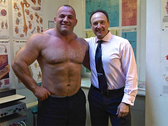 Dr Ashton Vice with Mr Jimmy Marku, 3 times UK's Strongest Man.